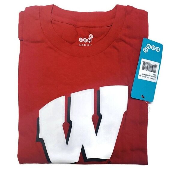 NCAA Wisconsin Badgers Team Logo Long Sleeve T-Shirt Youth Boys L (14/16) Red - Picture 4 of 4